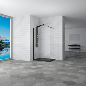 Душевая перегородка  90*195 RGW WA-002 B Чёрный/Прозрачное/6 мм (890-905) (Easy)