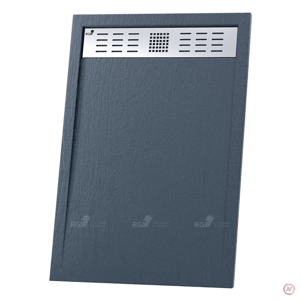 Душевой поддон 80*100*2,5 RGW STM-108G Графит/Прямоуг Каменный (решётка хром)