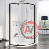 Душевой уголок четверть круга, с распашной дверью Ravak Pivot PSKK3 80x80 см, черный профиль, прозрачное стекло 37644300Z1