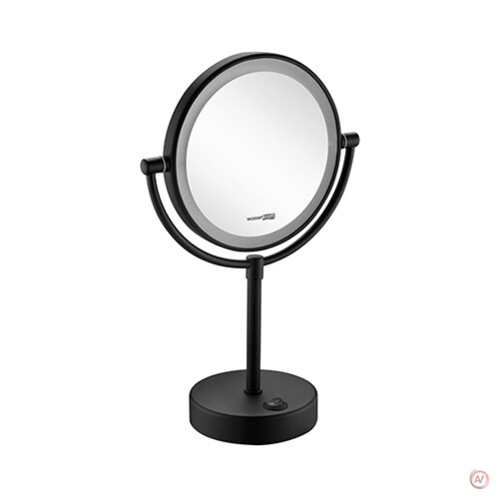 K-1005BLACK Зеркало с LED-подсветкой двухстороннее, стандартное и с 3-х кратным увеличением