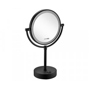 K-1005BLACK Зеркало с LED-подсветкой двухстороннее, стандартное и с 3-х кратным увеличением