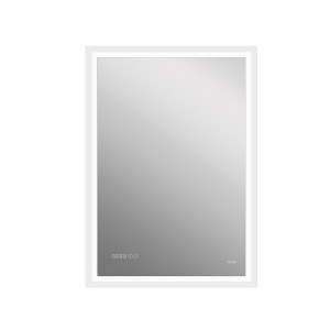 Зеркало LED 080 design pro 60x85 с подсветкой часы с антизапотеванием прямоугольное