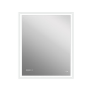 Зеркало LED 080 design pro 70x85 с подсветкой часы с антизапотеванием прямоугольное
