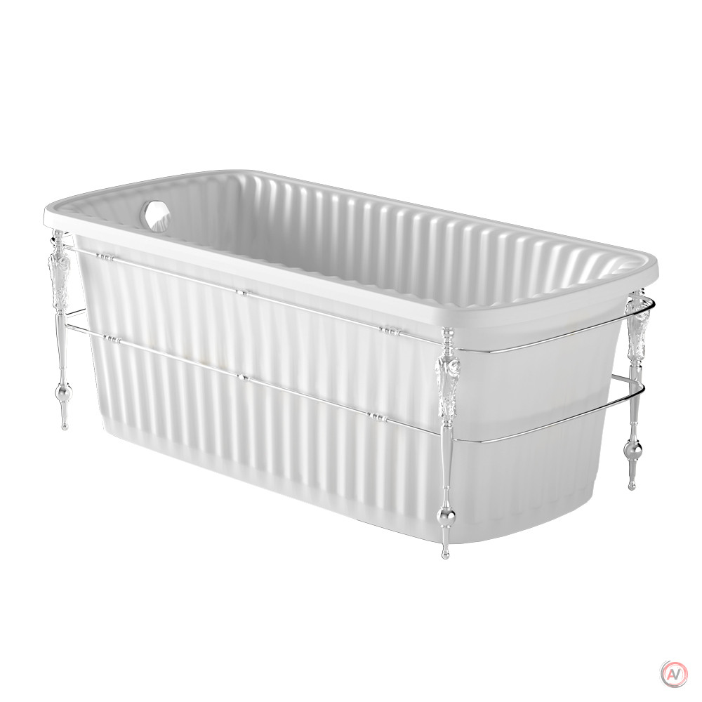 OLIVIA CONSOLE Ванна 174x83хH66 см. белая, панель белая, консоль, слив/перелив хром