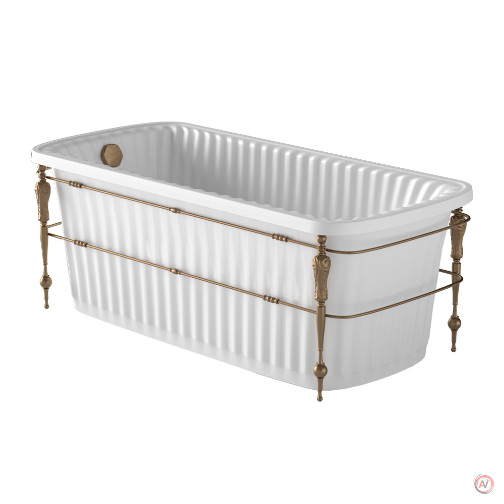 OLIVIA CONSOLE Ванна 174x83хH66 см. белая, панель белая, консоль, слив/перелив бронза