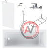 W90ASET-170D8 Ванна Gem 170x70 с каркасом и шторкой на б/в W90BS-D080-140CT+ДС Gem F0790000+F90A1000