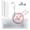 W90ASET-170D3W5 Ванна Gem 170x70 с каркасом и шторкой на б/в W90BS-D3W5-140CT+ДС Gem F0790000+F90A10