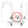 Смеситель DECOROOM DR52028 двуручный для кухни с высоким поворотным изливом