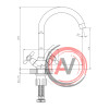 Смеситель DECOROOM DR53028 двуручный для кухни с высоким поворотным изливом