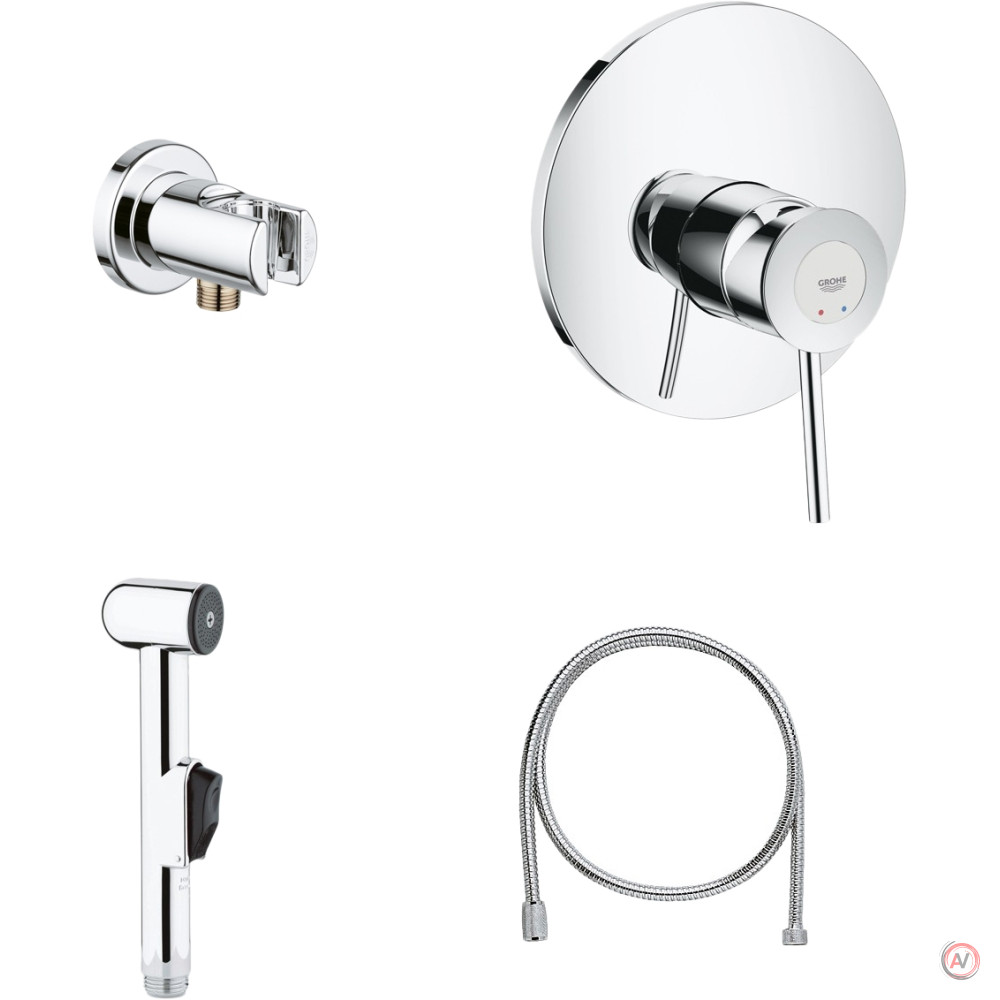 Гигиенический душ Grohe BauClassic 124434 со смесителем, С ВНУТРЕННЕЙ ЧАСТЬЮ