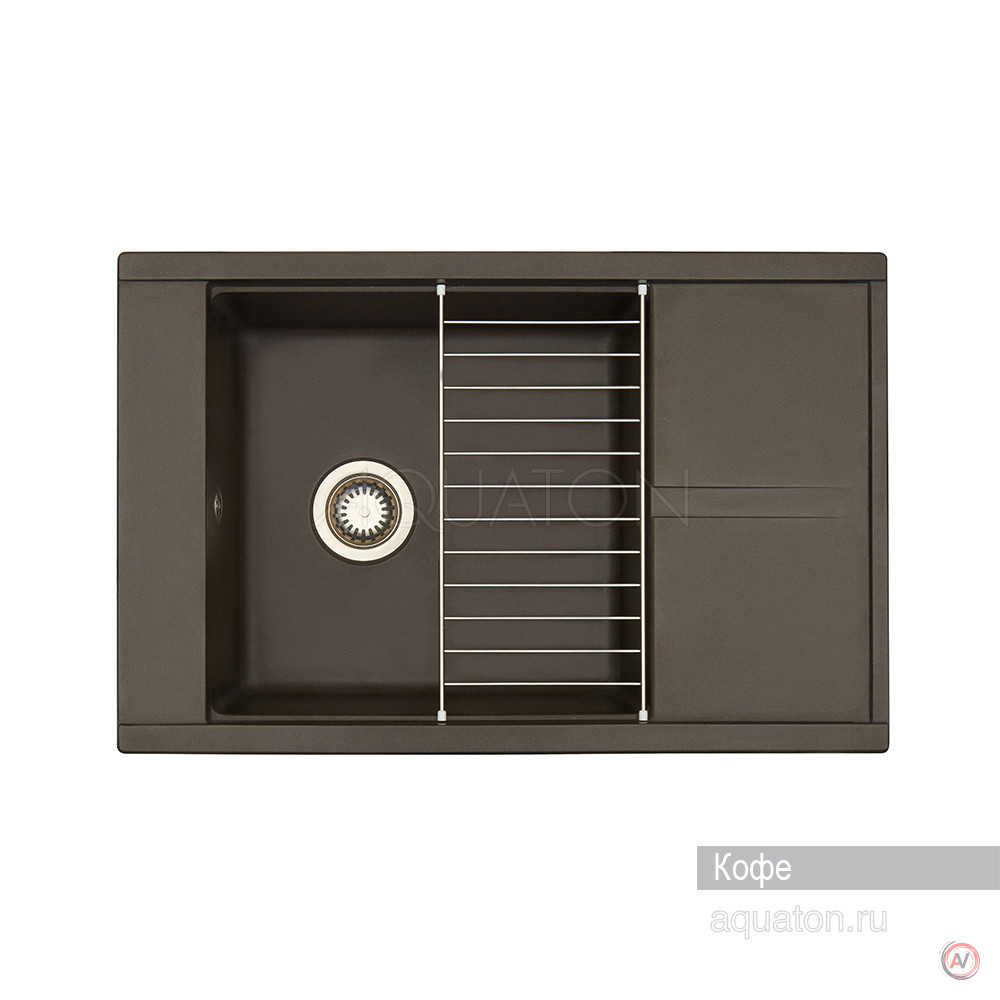 Мойка для кухни Aquaton Делия 78 прямоугольная с крылом кофе 1A715132DE280