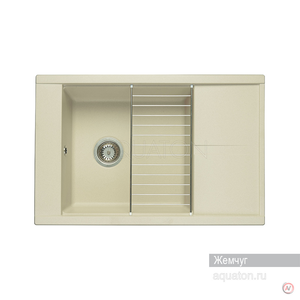 Мойка для кухни Aquaton Делия 78 прямоугольная с крылом жемчуг 1A715132DE240