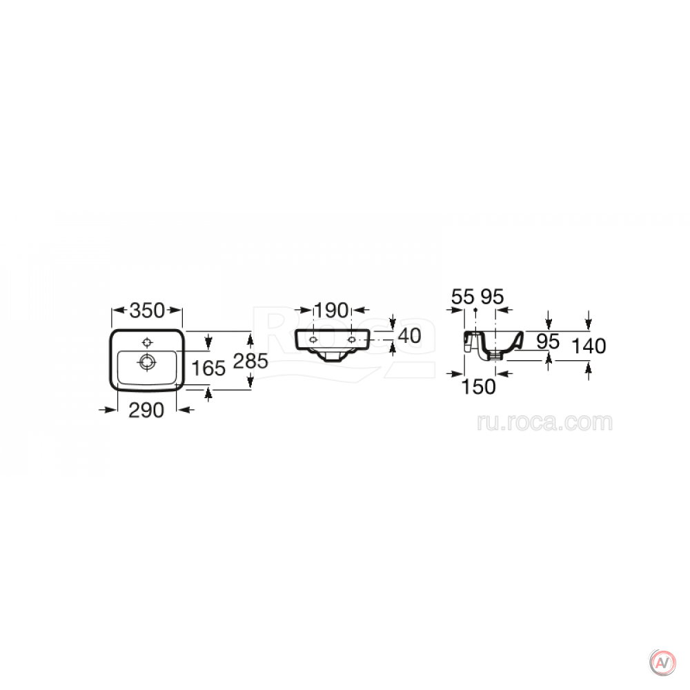 Раковина Roca Dama Senso Square 35 32751D000
