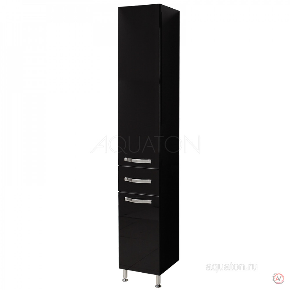 Шкаф - колонна Aquaton Ария Н черный глянец 1A124303AA950