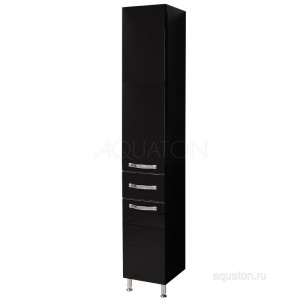 Шкаф - колонна Aquaton Ария Н черный глянец 1A124303AA950