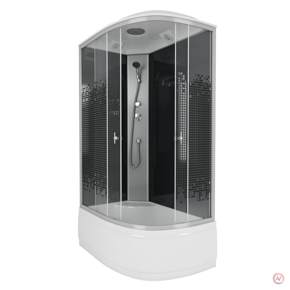 Душевая кабина NG- 7510-14L BLACK (1200х800х2150) высокий поддон(40см) стекло МОЗАИКА
