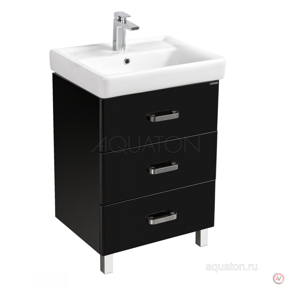 Тумба под раковину Aquaton Америна 60 М черная 1A168901AM950