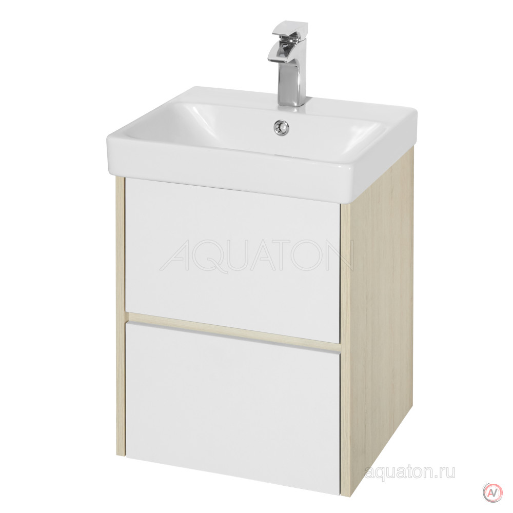 Тумба под раковину Aquaton Сканди 45 белая, дуб верона 1A251601SDB20