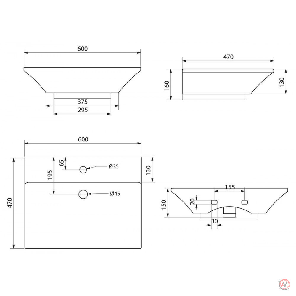 Раковина BelBagno REGINA BB104L