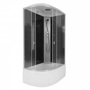 Душевая кабина NG- 7510-14R BLACK (1200х800х2150) высокий поддон(40см) стекло МОЗАИКА