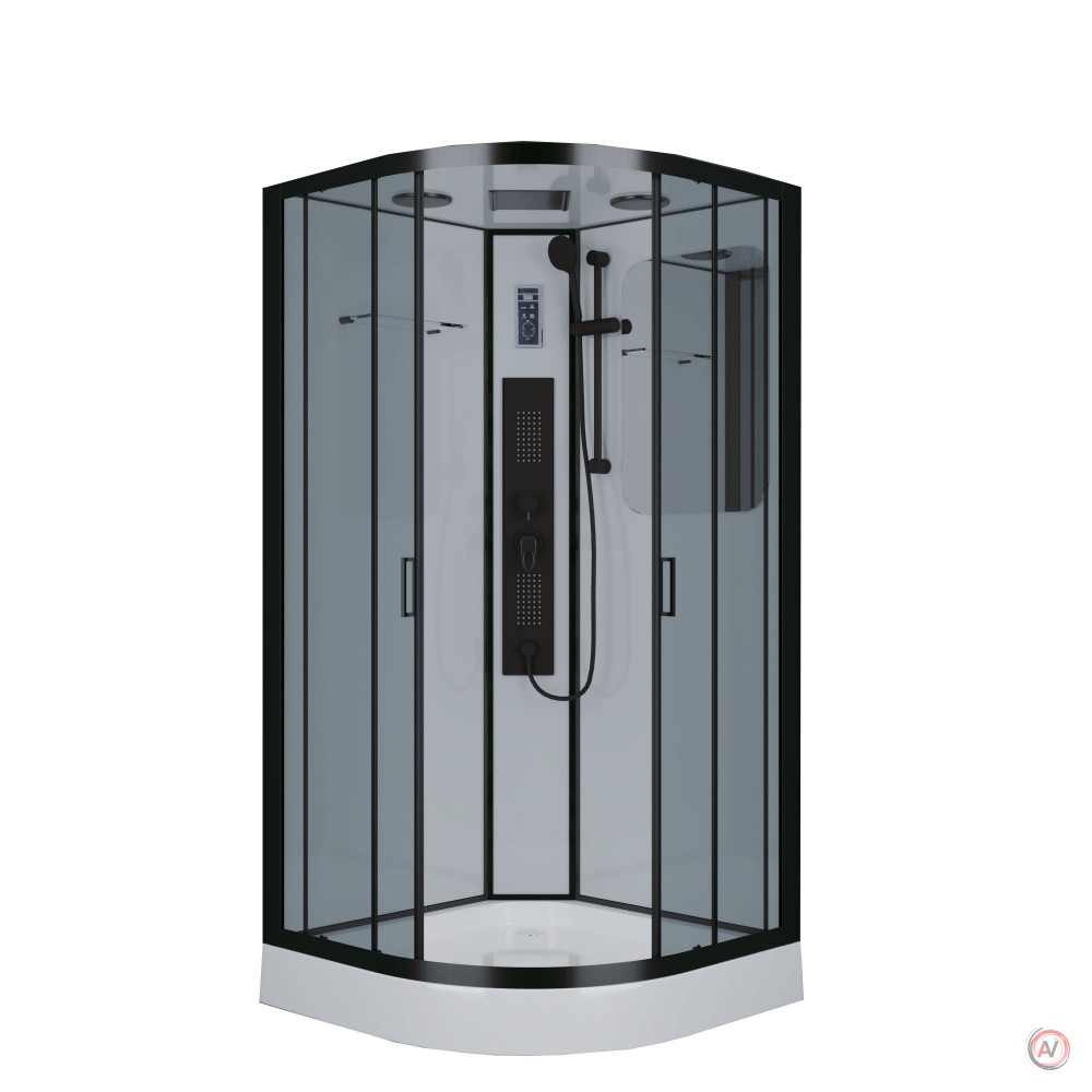 Душевая кабина NG- 6902-01G BLACK (1000х1000х2100) низкий поддон(16см) стекло ТОНИРОВАННОЕ, 4 места