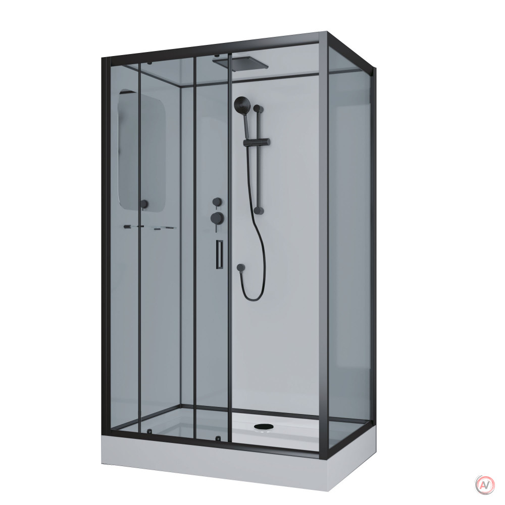 Душевая кабина NG- 6912-01QL BLACK (1200х800х2100) низкий поддон (16 см) стекло ТОНИРОВАННОЕ, 4 места