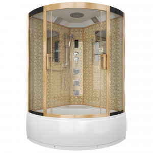 Душевая кабина NG-7744G (1200x1200х2150) высокий поддон стенки ЗОЛОТО