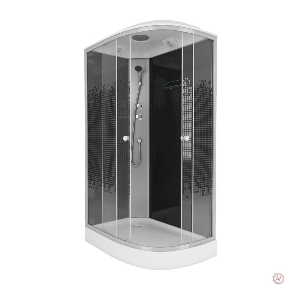 Душевая кабина NG- 4512-08L BLACK(1200х800х2150) низкий поддон(13см) стекло МОЗАИКА