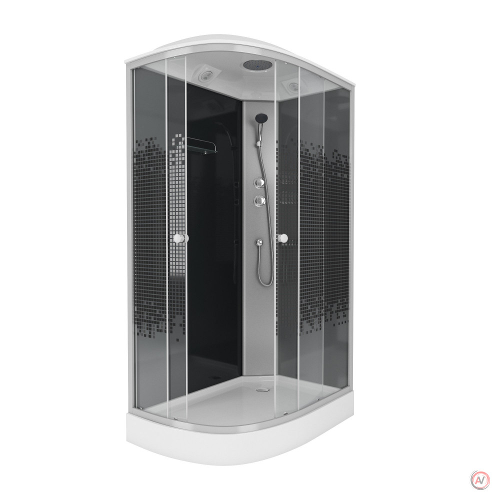 Душевая кабина NG- 4512-08R BLACK(1200х800х2150) низкий поддон(13см) стекло МОЗАИКА