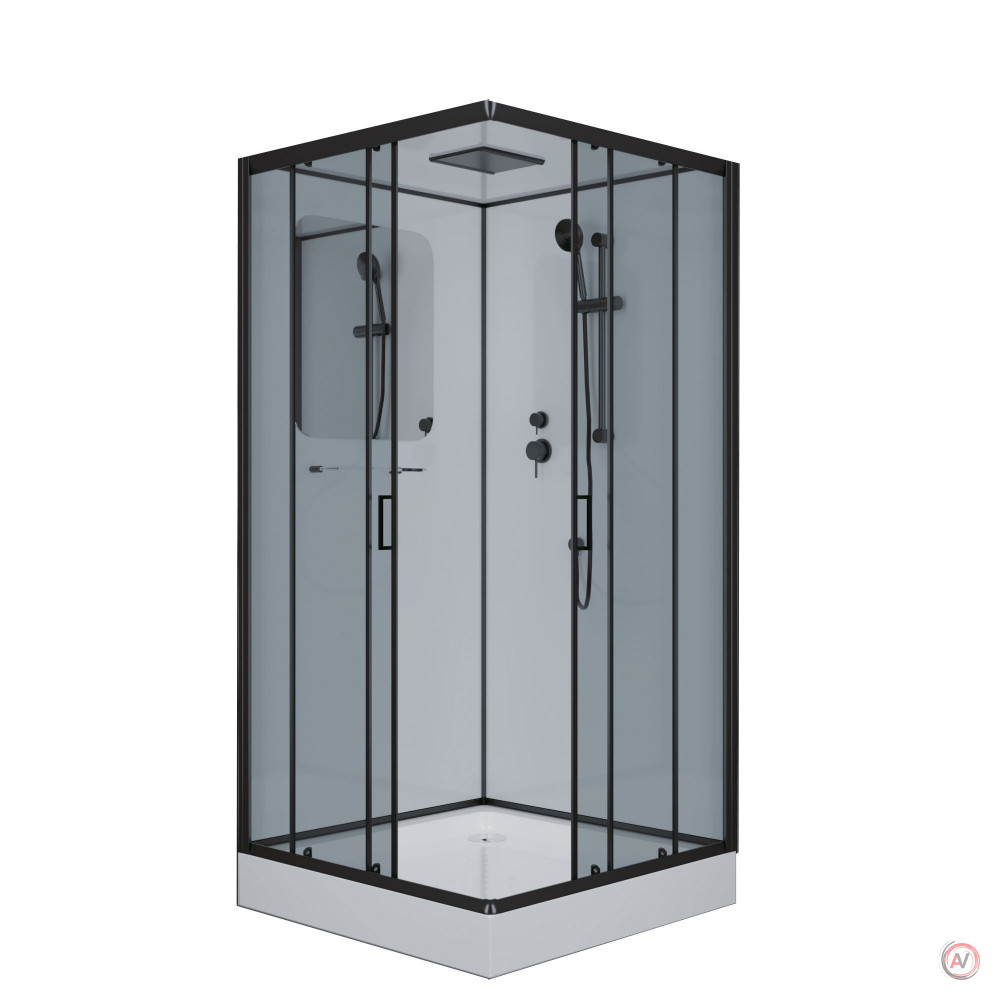 Душевая кабина NG- 6902-01Q BLACK (1000х1000х2100) низкий поддон(16 см) стекло ТОНИРОВАННОЕ, 4 места