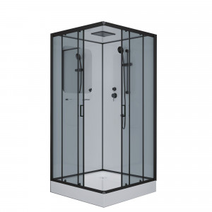 Душевая кабина NG- 6902-01Q BLACK (1000х1000х2100) низкий поддон(16 см) стекло ТОНИРОВАННОЕ, 4 места
