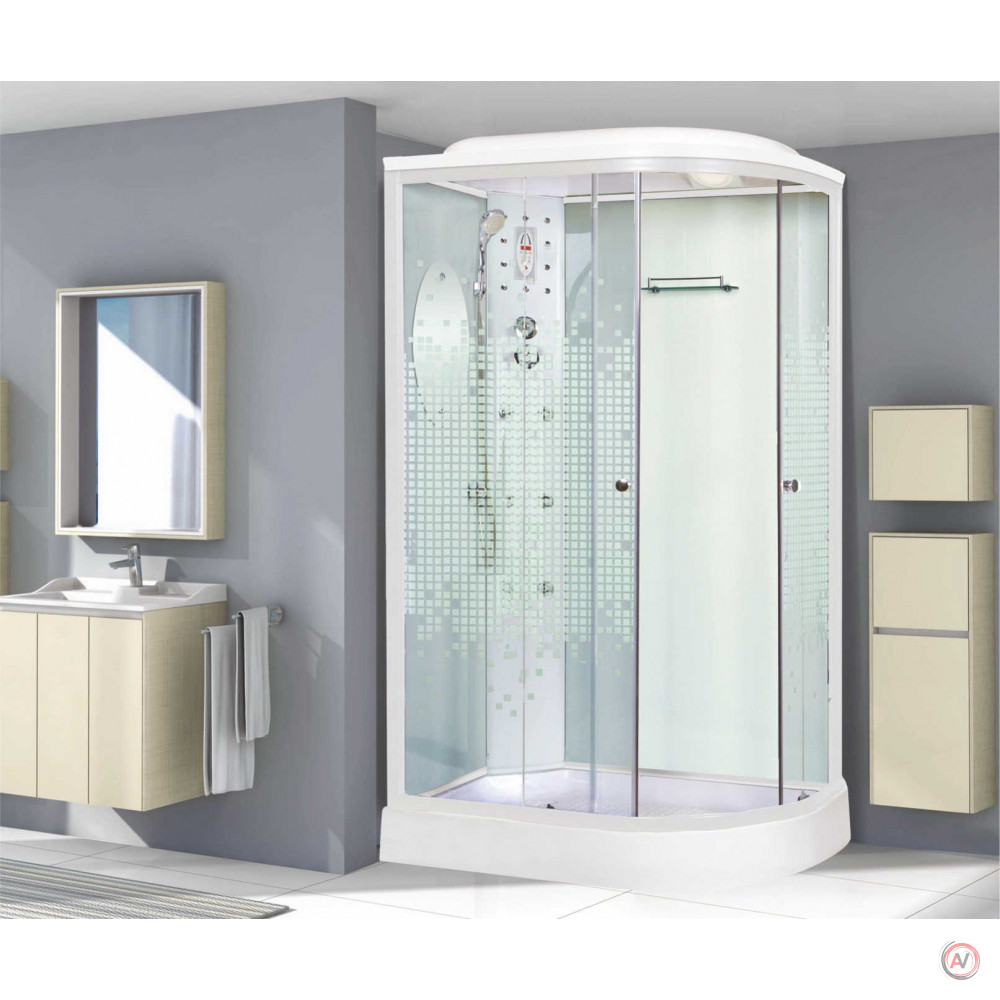 Душевая кабина NG-303-01LN (1200х800х2200) низкий поддон(16см) стекло МОЗАИКА