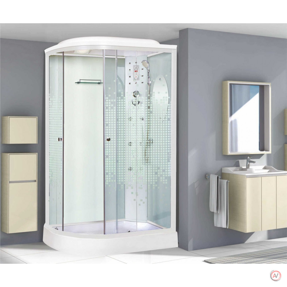 Душевая кабина NG-303-01RN (1200х800х2200) низкий поддон(16см) стекло МОЗАИКА