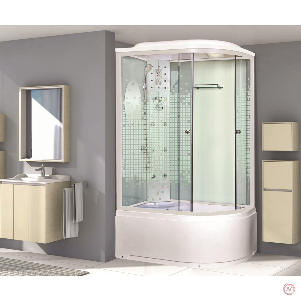 Душевая кабина NG-310-01LN (1200х800х2200) высокий поддон(48см) стекло МОЗАИКА