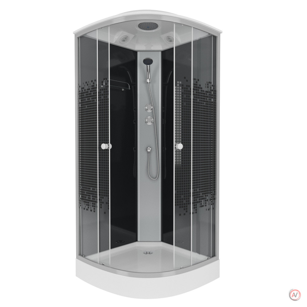 Душевая кабина NG- 4502-08BLACK (1000х1000х2150) низкий поддон(13см) стекло МОЗАИКА