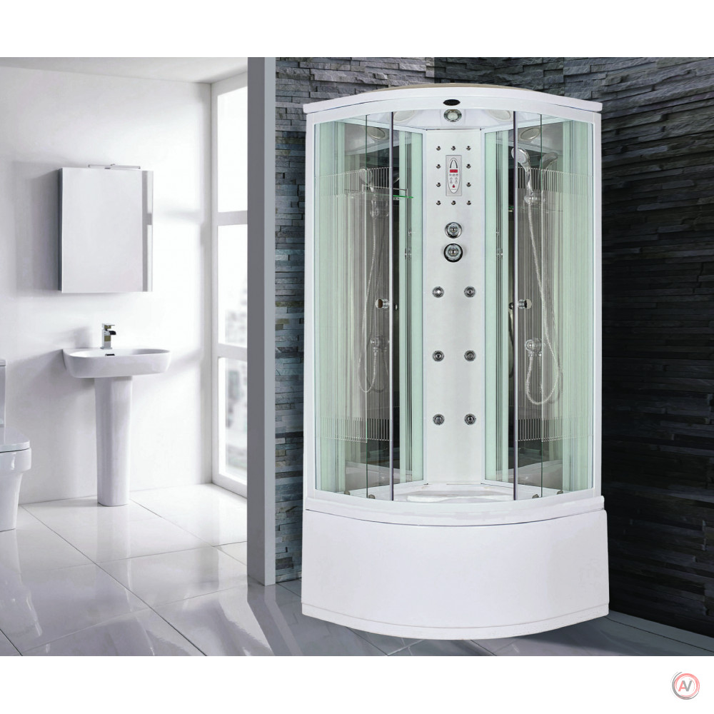 Душевая кабина NG-709-01N (1000х1000х2200) высокий поддон(48см) стекло ПОЛОСАТОЕ ФОРСУНКИ