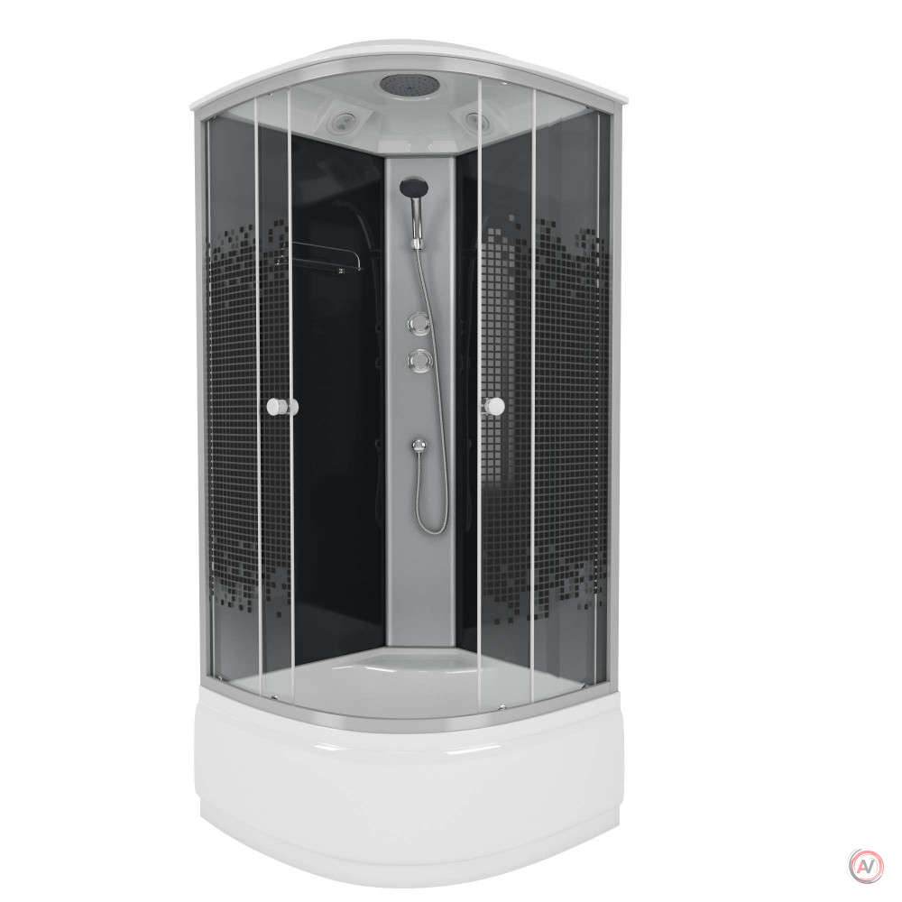 Душевая кабина NG- 7509-14BLACK (1000х1000х2150) высокий поддон(40см) стекло МОЗАИКА