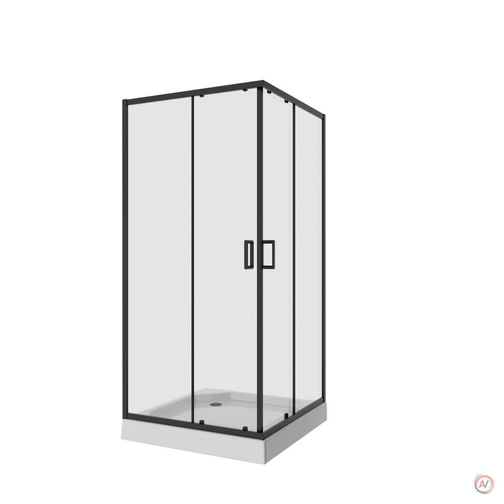 Душ. ограждение NG-6808-08 BLACK (90*90*190) квадрат, двери раздвижные, 1 место