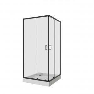 Душ. ограждение NG-6808-08 BLACK (90*90*190) квадрат, двери раздвижные, 1 место
