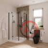 Душ. ограждение NG-6815-08 BLACK (90*90*190) полукруг, двери распашные, 1 место
