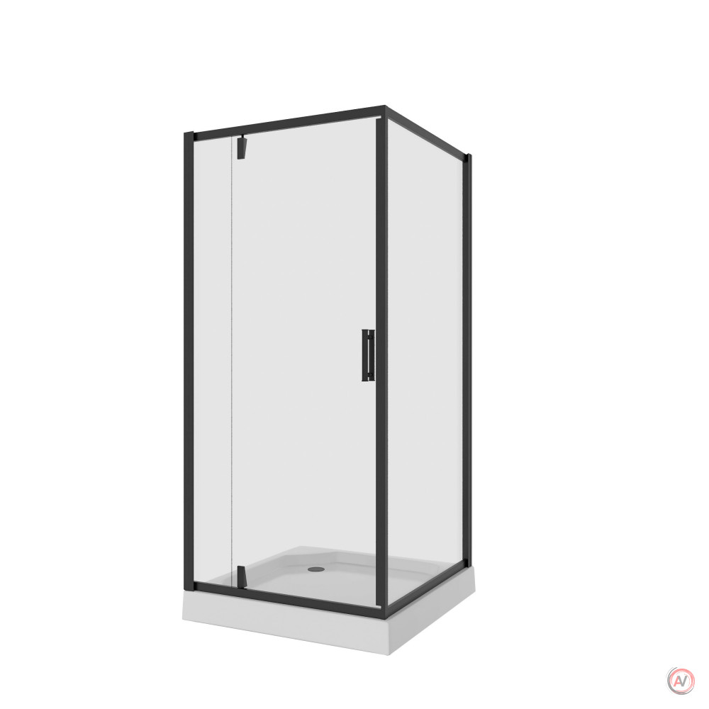 Душ. ограждение NG-6801-08 BLACK (90*90*190) квадрат, дверь распашная, 1 место