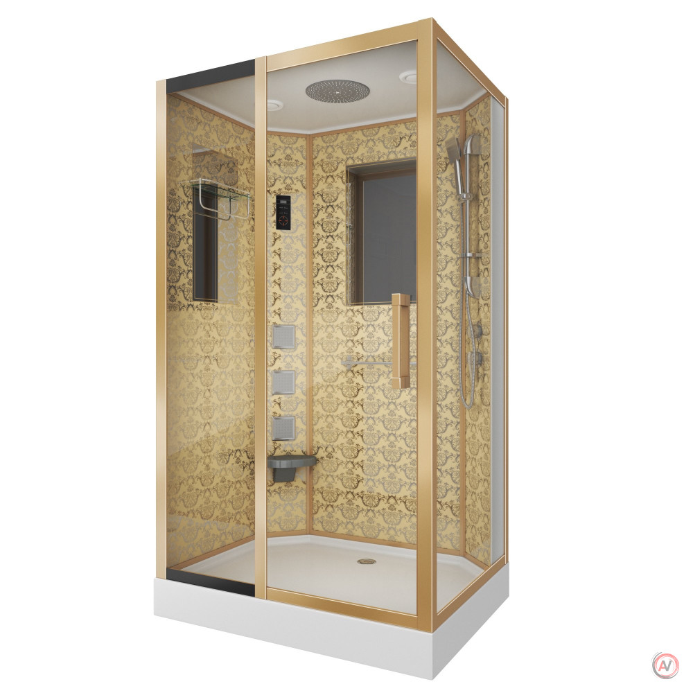 Душевая кабина NG-7711GL (900x1200х2150) низкий поддон стенки ЗОЛОТО