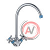 Смеситель DECOROOM DR51028-Blue двуручный для кухни с высоким поворотным изливом
