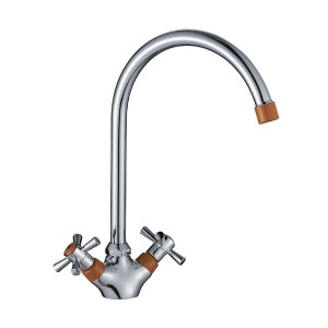 Смеситель DECOROOM DR51028-Orange двуручный  для кухни с высоким поворотным изливом