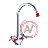 Смеситель DECOROOM DR51028-Red двуручный для кухни с высоким поворотным изливом