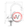 Смеситель DECOROOM DR51028-Red двуручный для кухни с высоким поворотным изливом