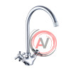 Смеситель DECOROOM DR51028-White двуручный для кухни с высоким поворотным изливом