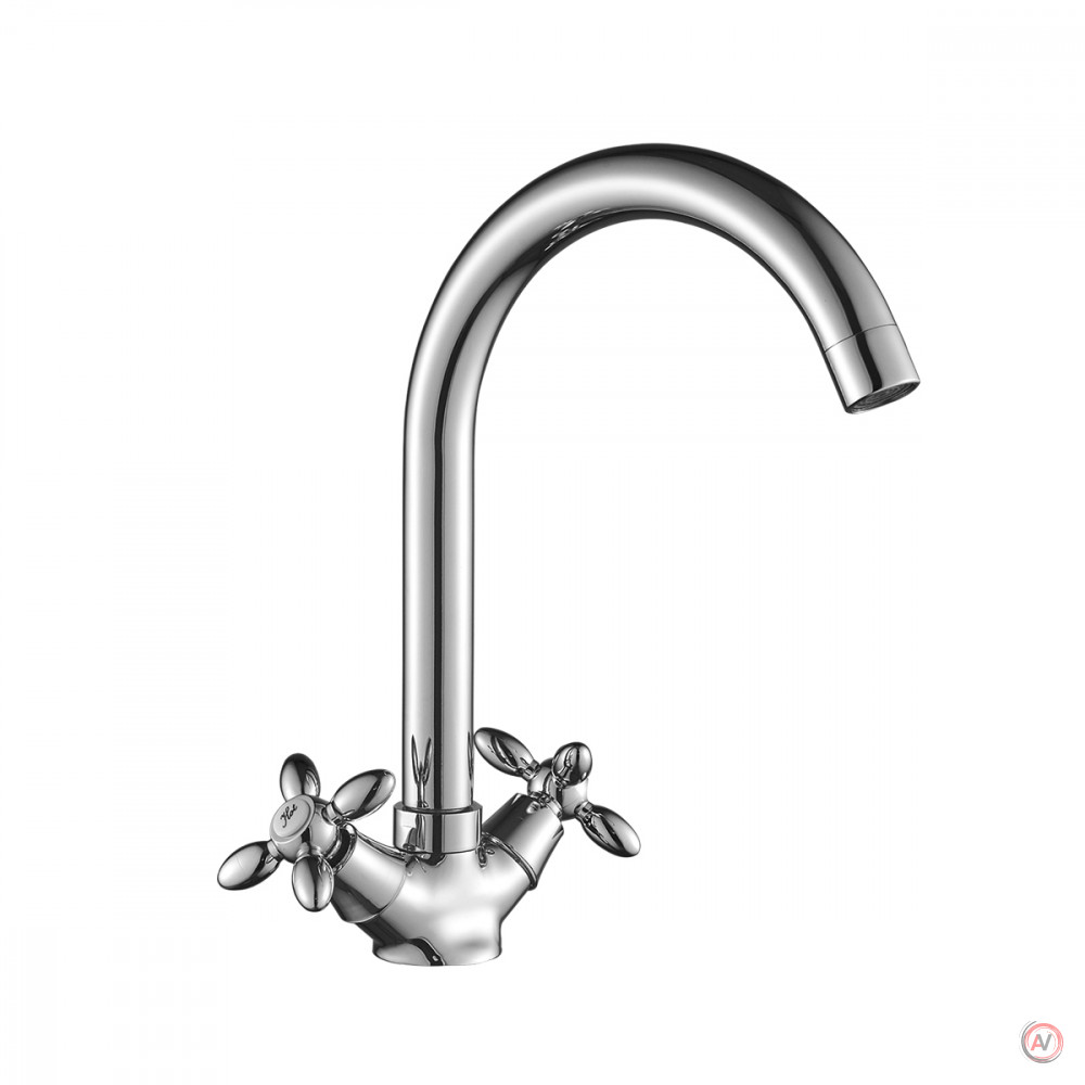Смеситель DECOROOM DR53028 двуручный для кухни с высоким поворотным изливом