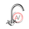 Смеситель DECOROOM DR53028 двуручный для кухни с высоким поворотным изливом
