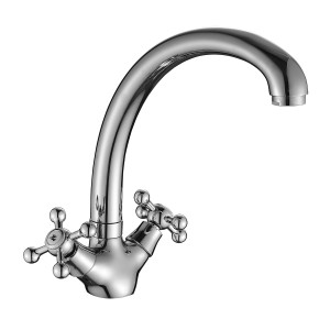 Смеситель DECOROOM DR54029 двуручный  для кухни с высоким поворотным изливом